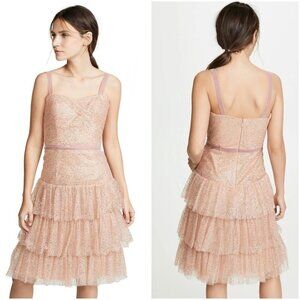NWT Marchesa Notte Rose Gold Glitter Tulle Dress $795